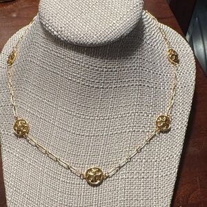 Tory Burch Elegant Gold Chain Paperclip Necklace